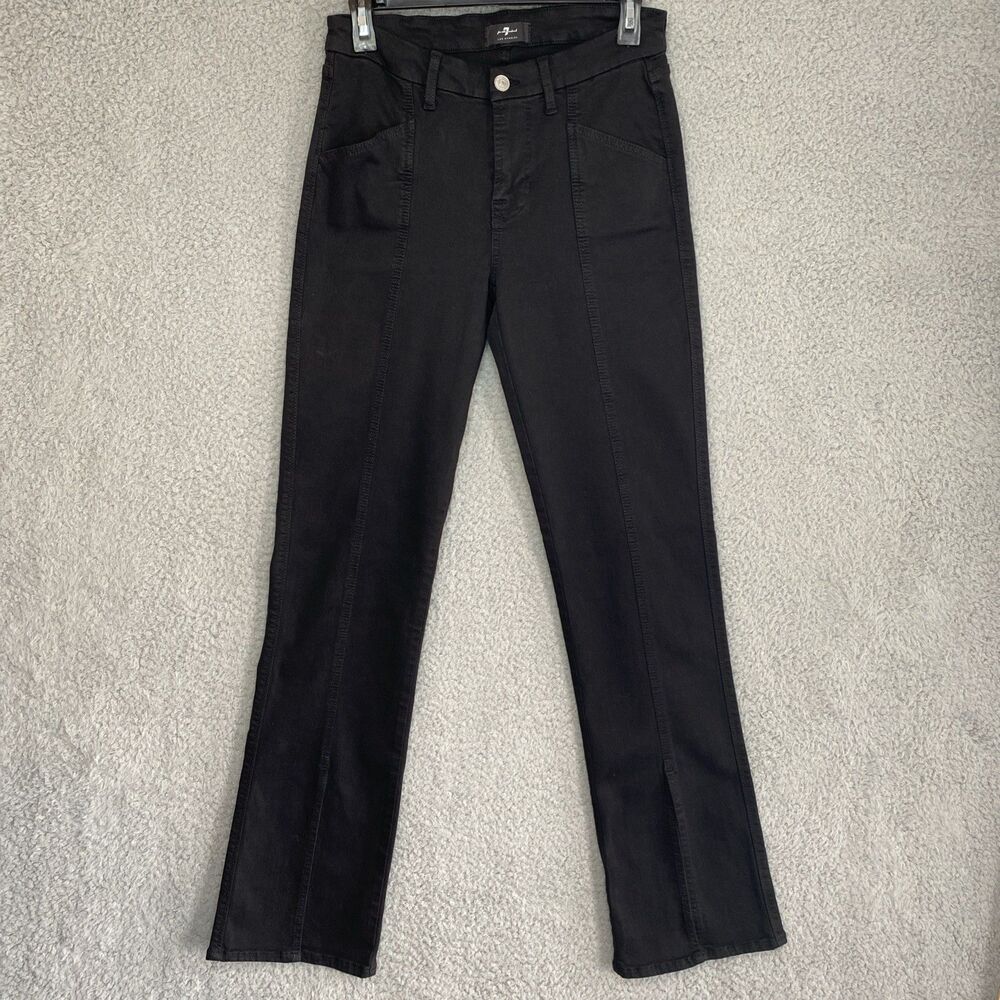 7 For All Mankind Jeans Womens 27x32 Kimmie Straight Leg Split Hem Black Jeans